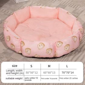 Octagonal Cage Pet Bed Universal Fleece Lining (Option: Pink-L)