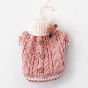 Pet Dog Fashion Sweet Button Sweater (Option: Pink-L)