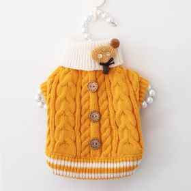 Pet Dog Fashion Sweet Button Sweater (Option: Yellow-M)