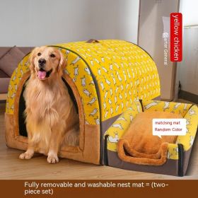 Large Dog House Type Pets Can Be Dismantled And Washed (Option: Yellow A-M)