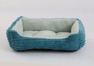 Four Seasons Universal Pet Bed Candy Color Square Kennel Teddy Pomeranian Mat Cat Nest Pet Bed (Option: Dark Green-S)