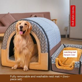 Large Dog House Type Pets Can Be Dismantled And Washed (Option: Gray A-XL)