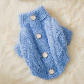 Dog Striped Knitted Sweater Cardigan Clothing (Option: Blue Faux Mink-XS)