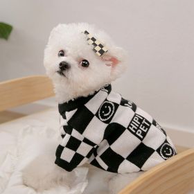 Dog Striped Knitted Sweater Cardigan Clothing (Option: Black And White Sweater-XS)