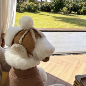 Fleece-lined Thermal And Windproof Lamb Fur Pet Hat (Option: M)