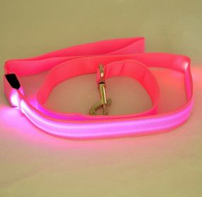 LED Luminous Traction Belt Dog Leash (Option: Pink-Battery Type Sling)