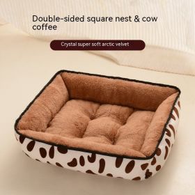 Four Seasons Universal Cat Nest For Deep Sleep (Option: Cow Coffee Square Nest-XXL)