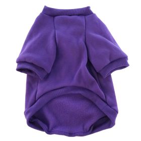 Pet Clothes Fleece-lined Thickened Solid Color Hoodie (Option: Purple-XXL)