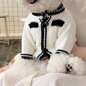 Dog Striped Knitted Sweater Cardigan Clothing (Option: White Classic Style-S)