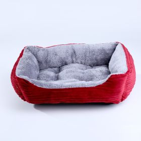 Four Seasons Universal Pet Bed Candy Color Square Kennel Teddy Pomeranian Mat Cat Nest Pet Bed (Option: Wine Red-XXL)